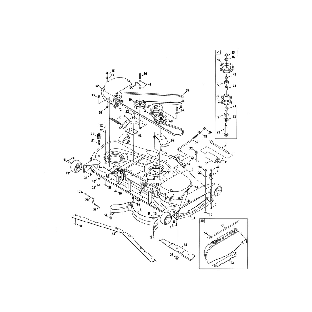 54" Deck Diagram and Parts List for 13WZ92AK056  Cub Cadet Lawn Tractor
